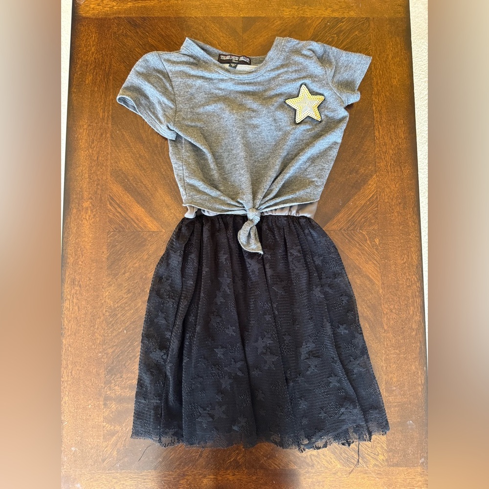 Three Pink Hearts Gray and Black Tie Front Sundress